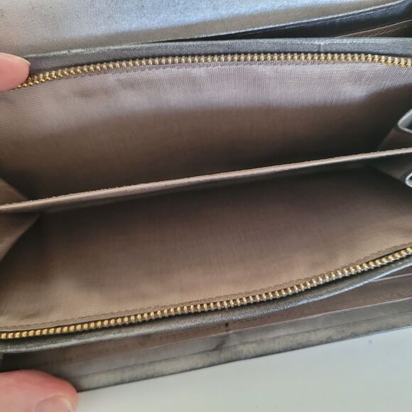 Nina Ricci Vintage Leather Long Wallet Metalic Silver Envelope Designer - Picture 5 of 9